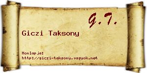 Giczi Taksony névjegykártya